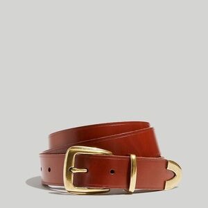 Madewell Brown Leather Belt with Gold Buckle
